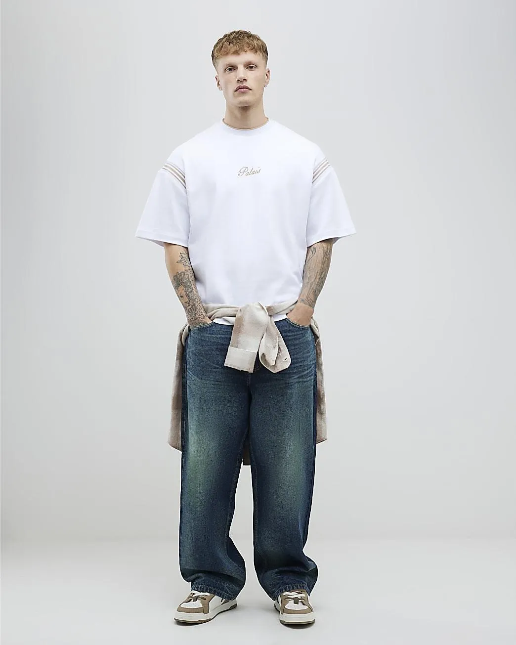 White Oversized Fit Palais Stripe T-Shirt
