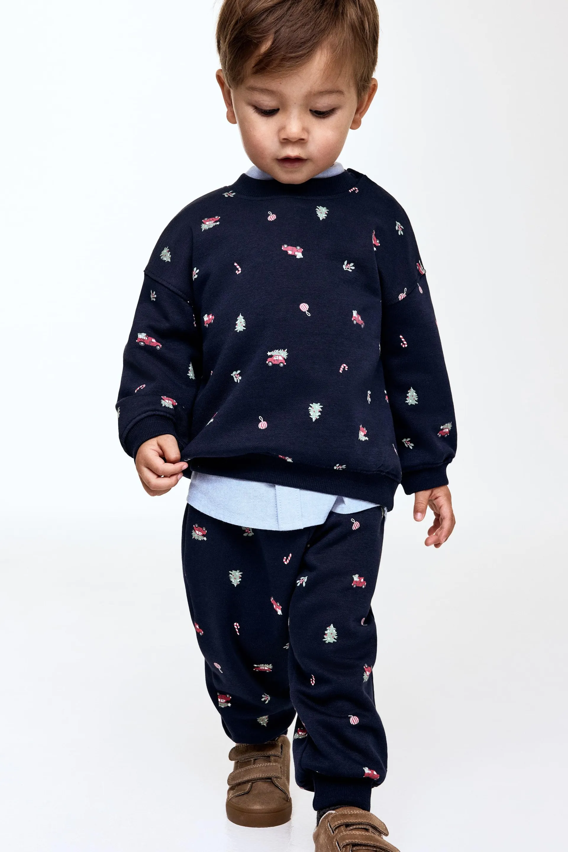 2-piece printed brushed-inside sweatshirt set