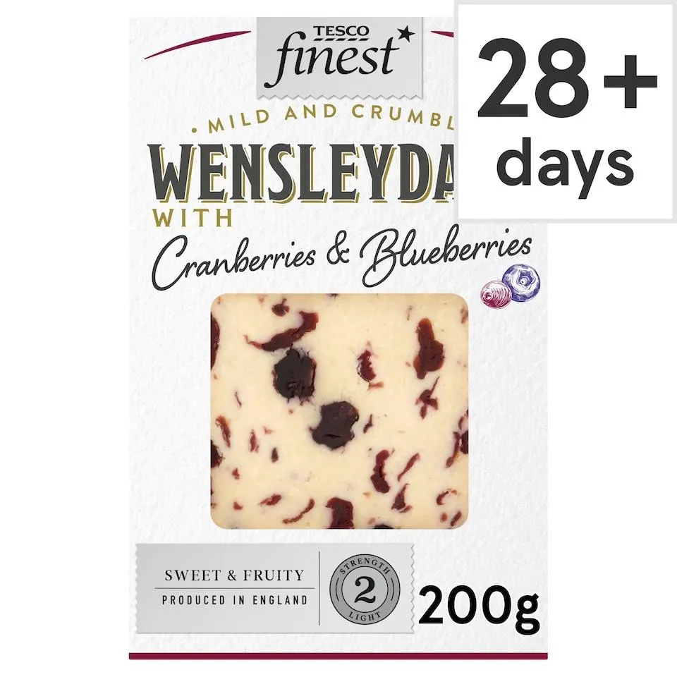 Tesco Finest Wensleydale Cheese Cranberries & Blueberry 200G