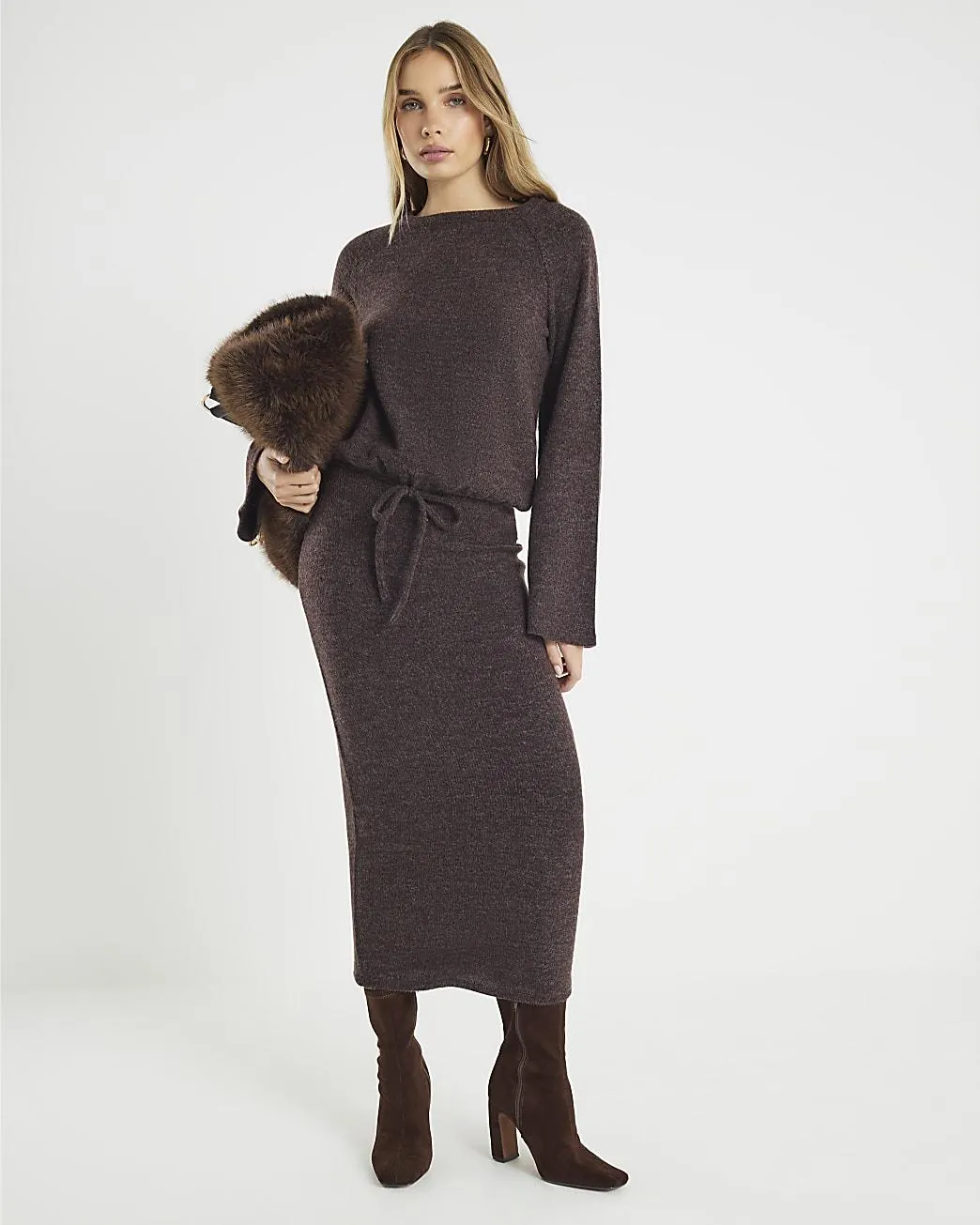 Brown Cosy Midi Skirt