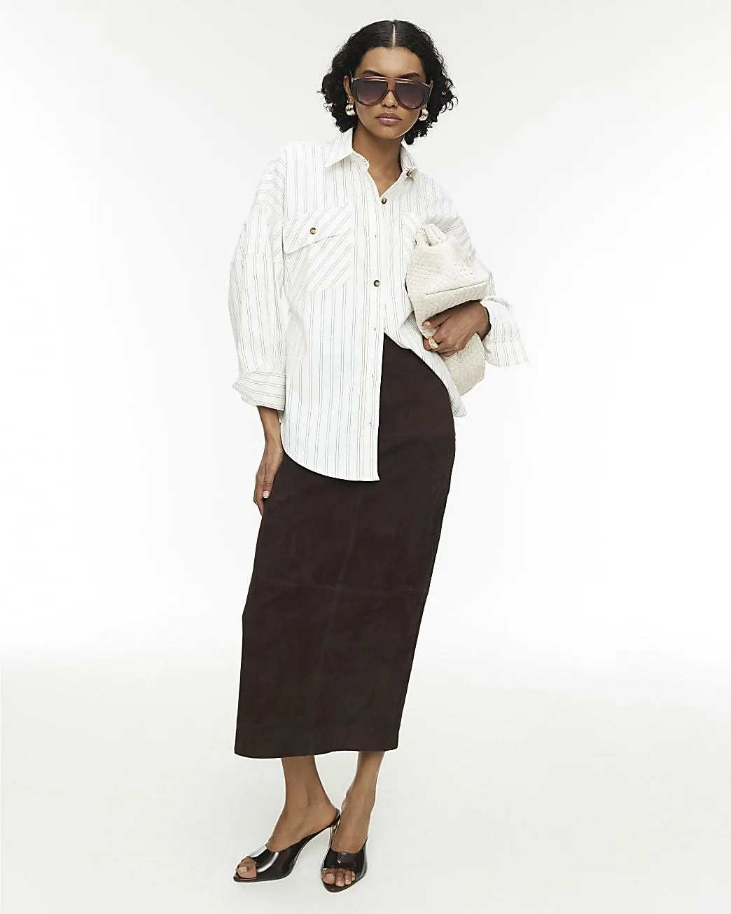 RI Studio White Stripe Cocoon Sleeve Shirt