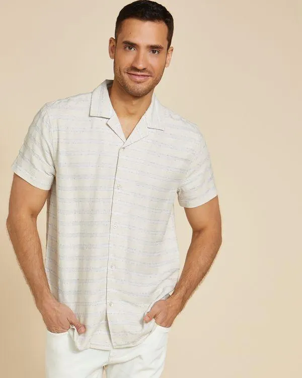 Paul Costelloe Living Short Sleeve Stripe Revere Collar Shirt