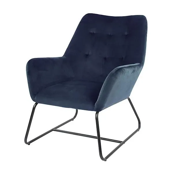 Turio Blue Velvet effect Relaxer chair (H)800mm (W)650mm (D)815mm