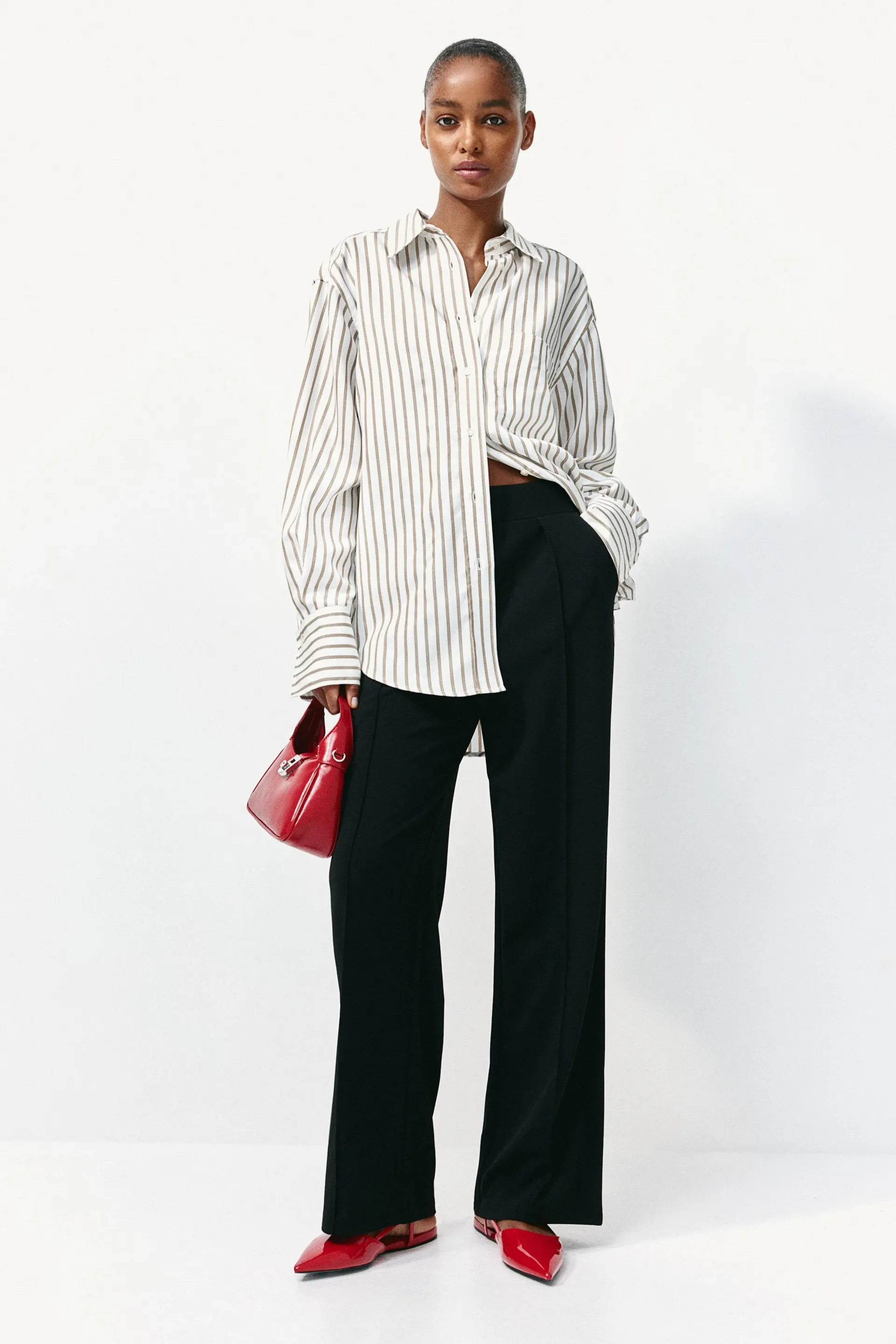 High-waisted tailored trousers