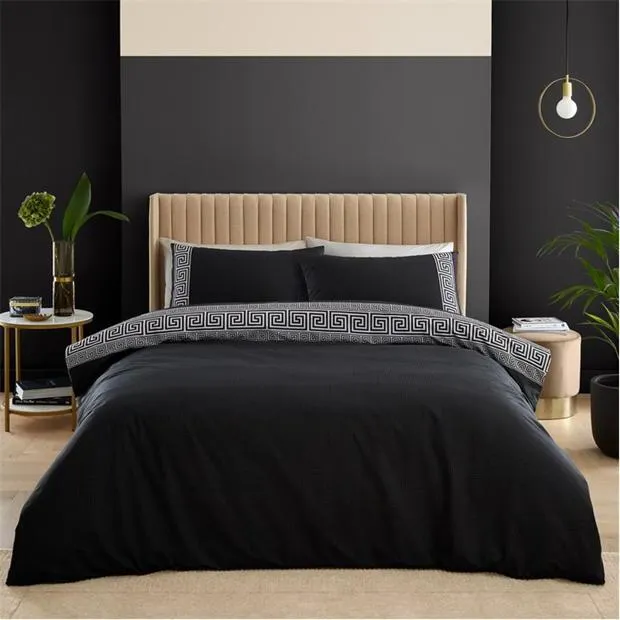 Greek Key Reversible Duvet Cover Set