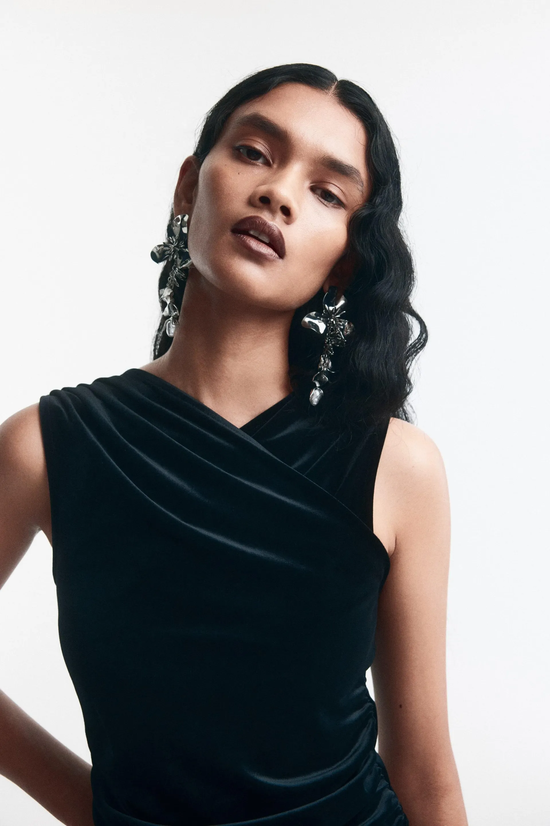 Draped velour vest top