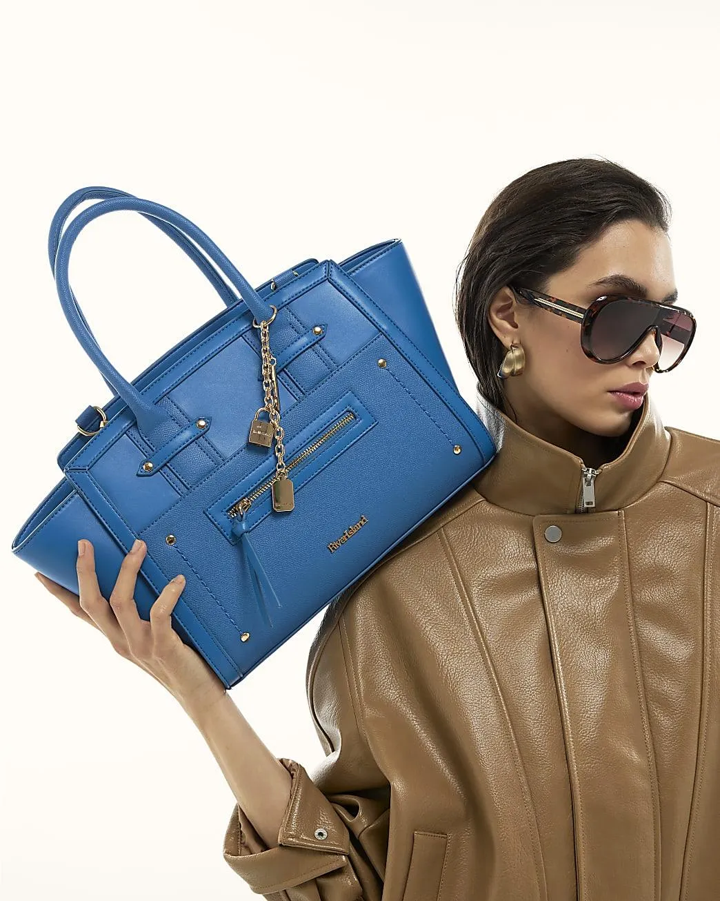 Blue Winged Panelled Zip Tote Bag