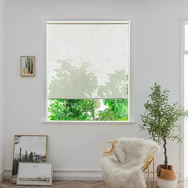 GoodHome Emini Corded Natural Sheer Roller Blind (W)180cm (L)180cm