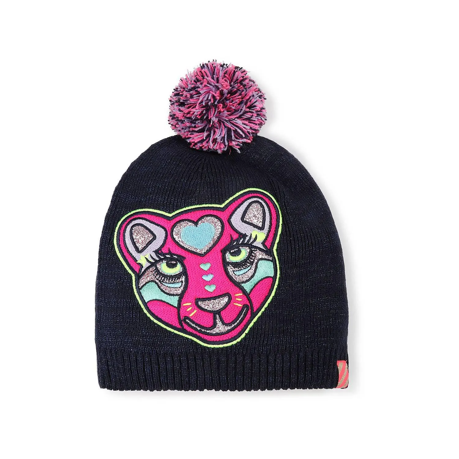 Tiger Patch Pom-Pom Beanie Hat