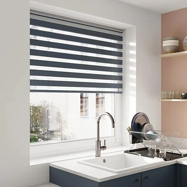 GoodHome Elin Corded Blue storm Day & night Roller Blind (W)160cm (L)180cm