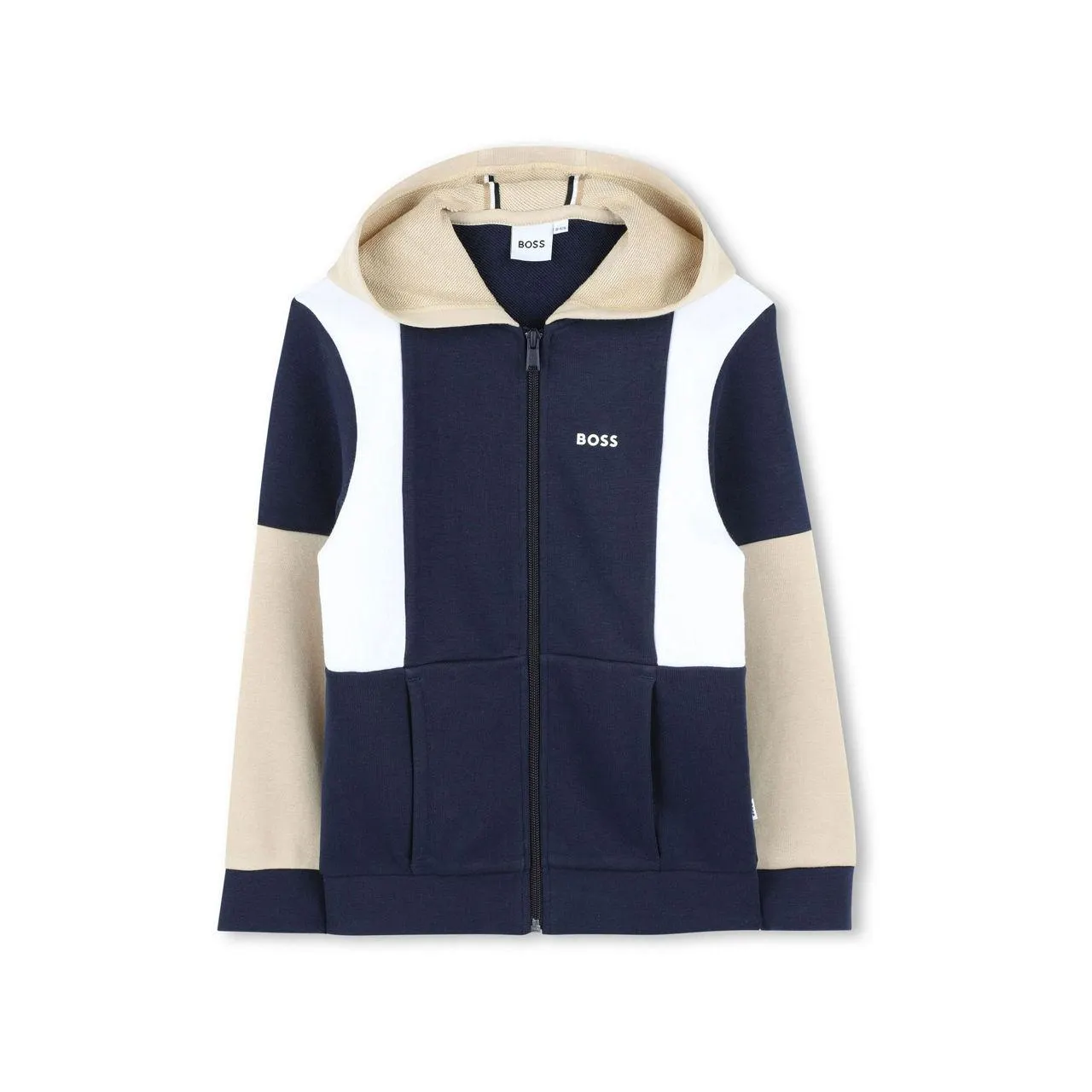 BOSS KIDS Panel Logo Zipped Hoodie