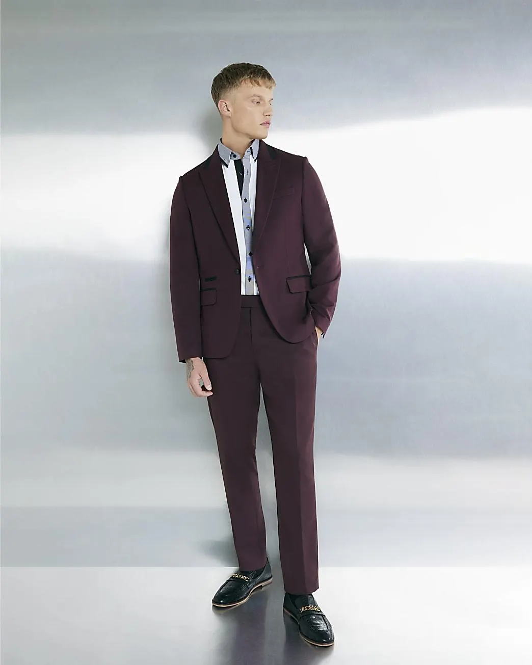 Red Slim Fit Suit Trousers