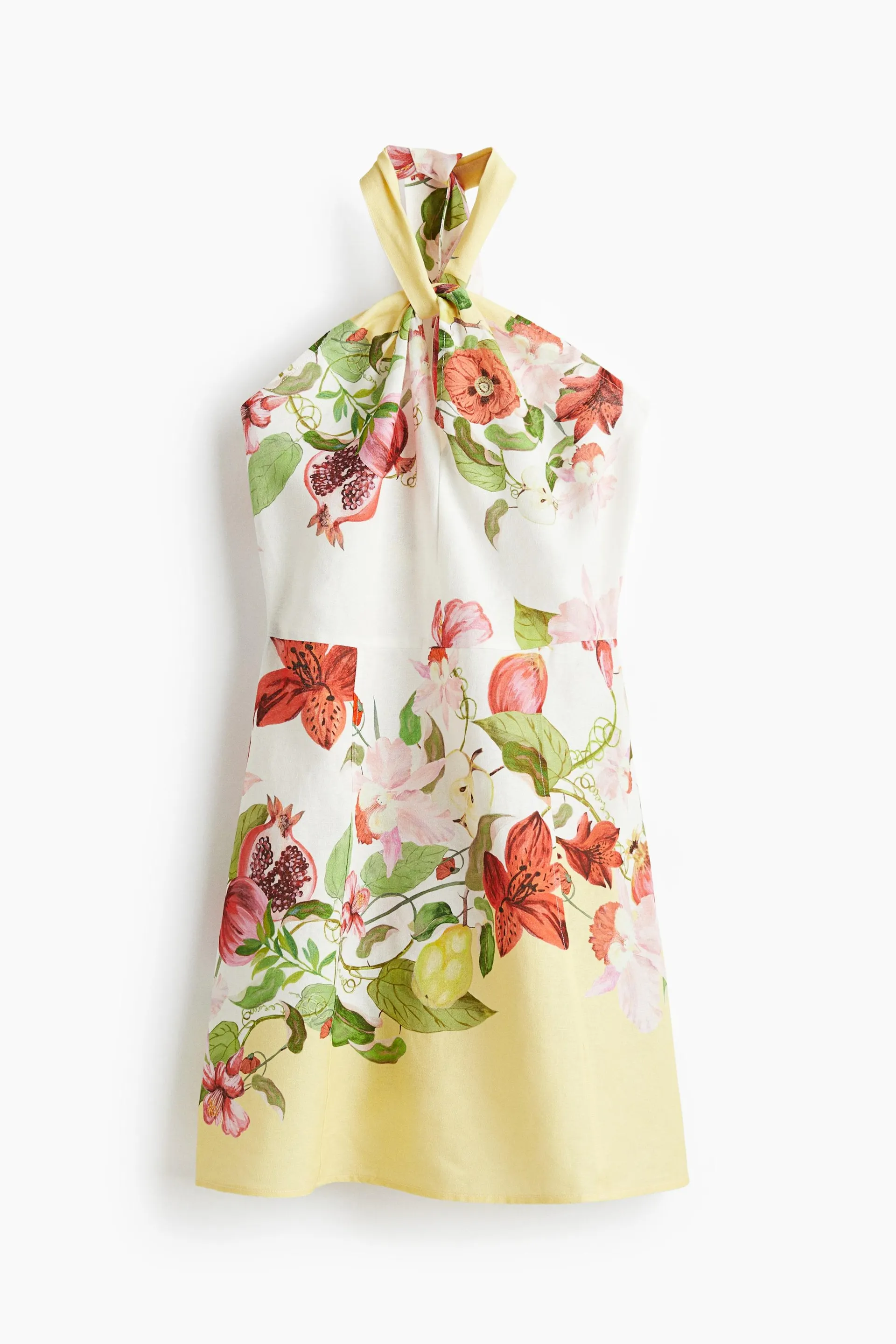 Linen-blend halterneck dress