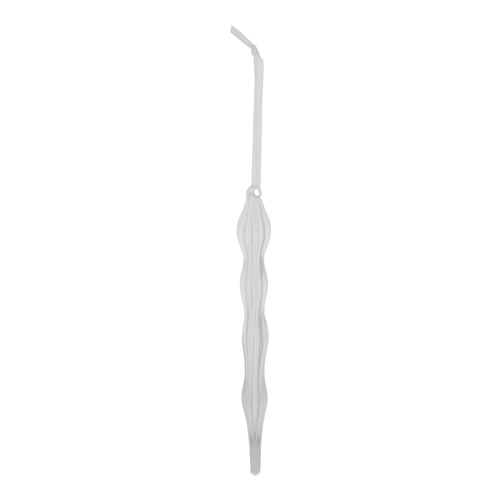 Refined classics Clear Striped Glass Hanging decoration set, Pack of 2