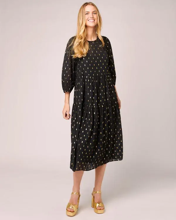 Gold Foil Midi Dress