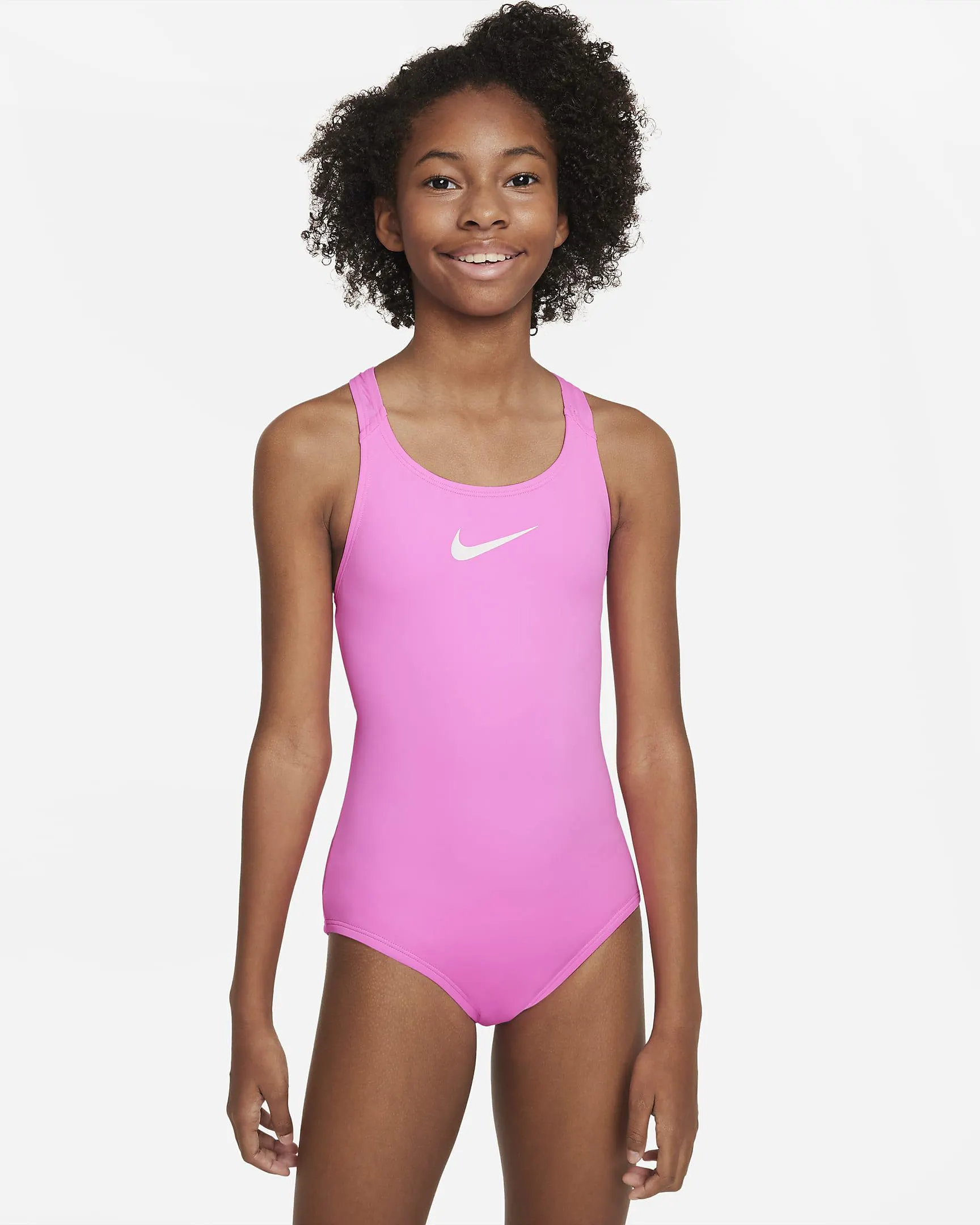 Older Kids' (Girls') Racerback 1-Piece Swimsuit