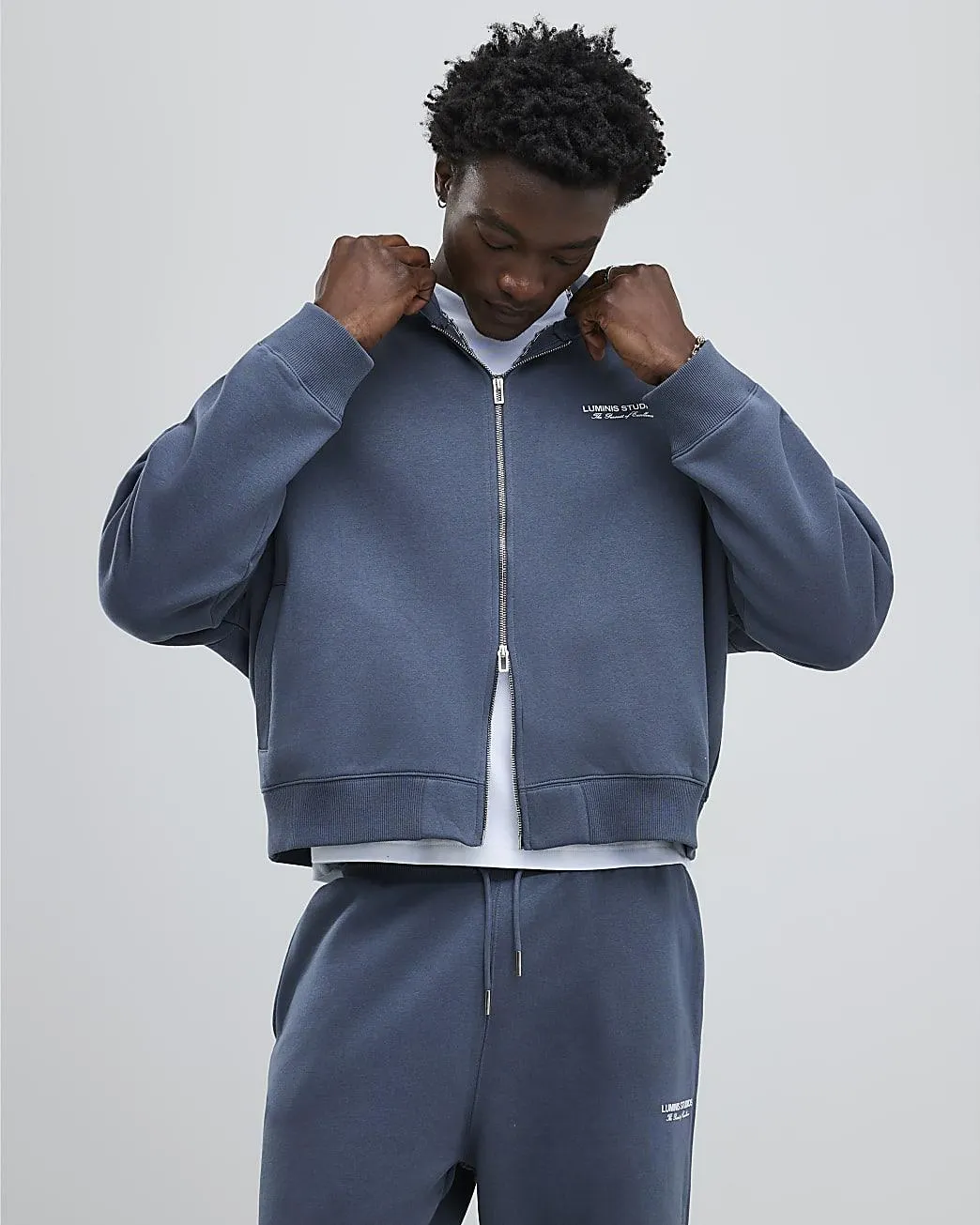 Grey Oversized Luminis Zip Through Hoodie
