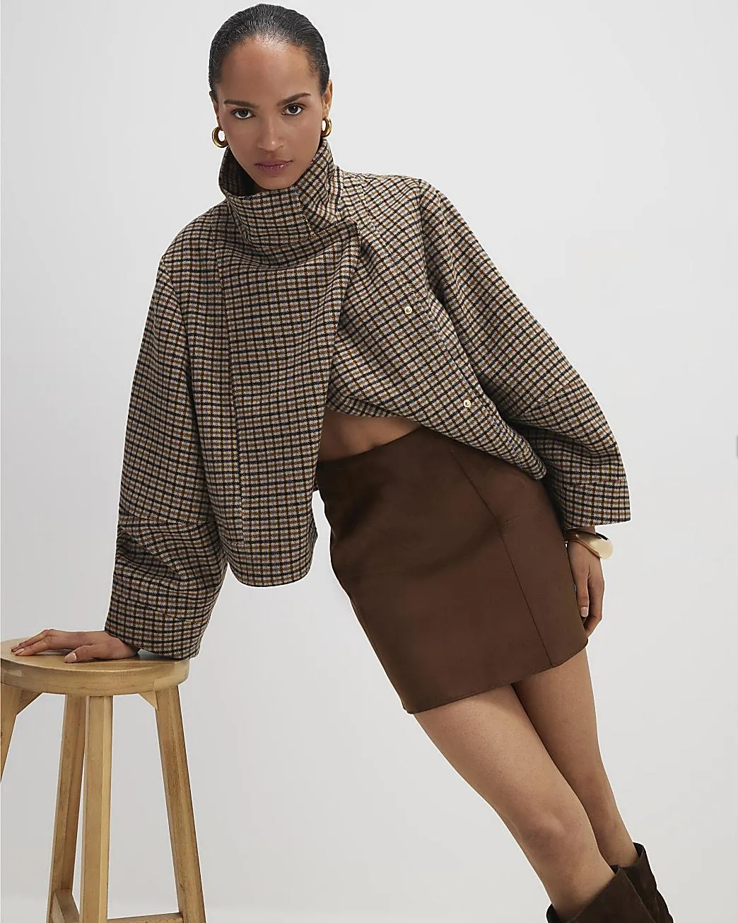 Brown Faux Suede Mini Skirt