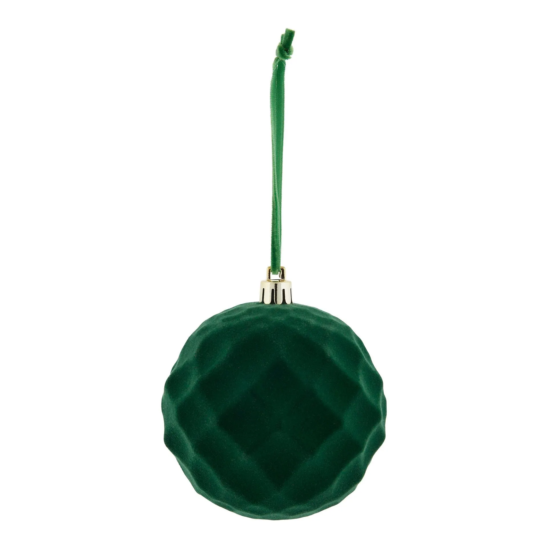 Refined classics Green Flocked effect Plastic Diamond Bauble (D) 80mm