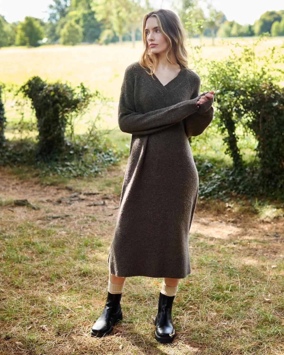 V-Neck Knit Dress