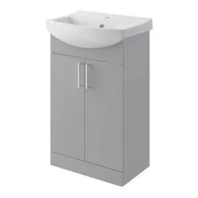 Veleka Gloss Grey Freestanding Vanity unit & basin set (W)550mm (H)900mm