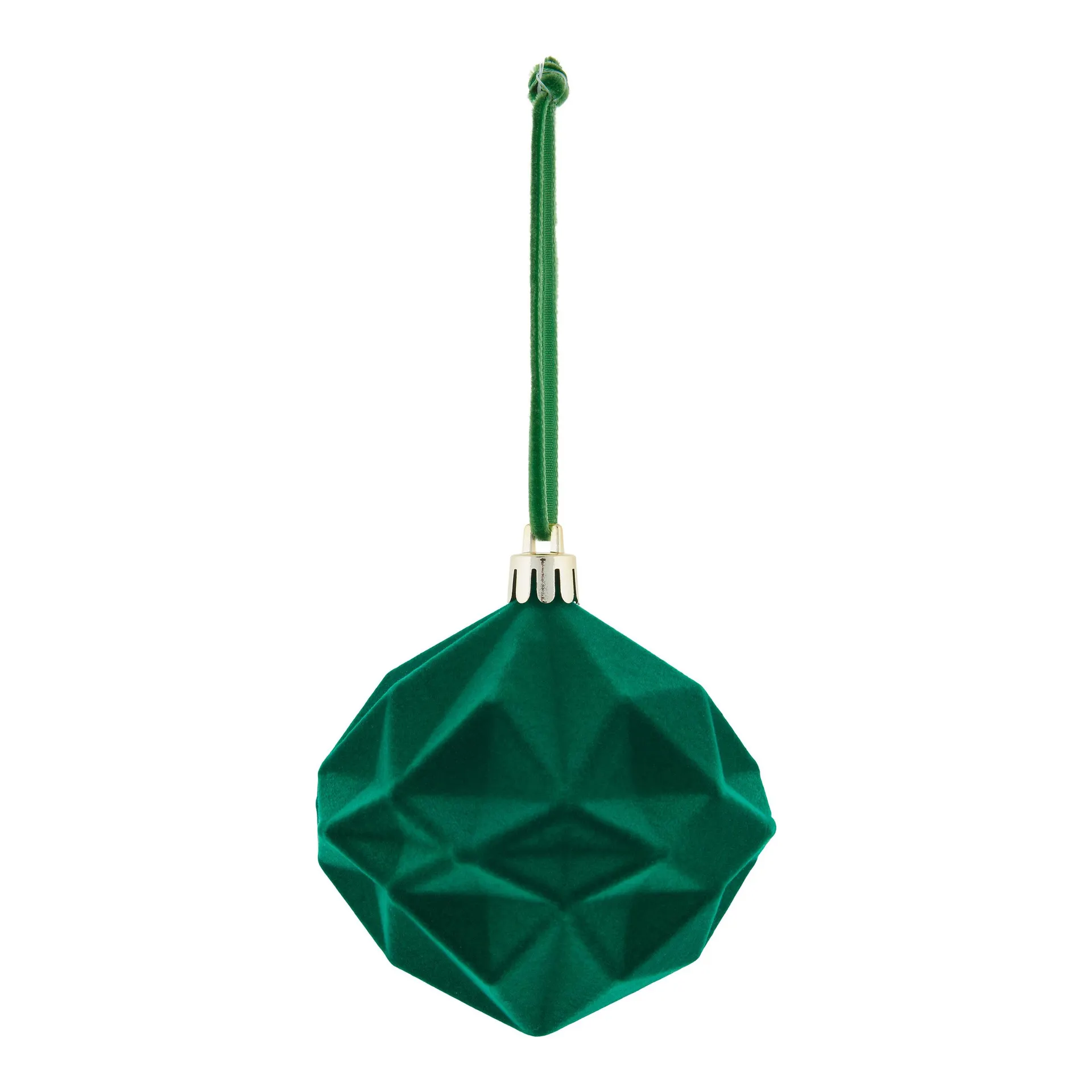 Historical twist Green Flocked effect Plastic Diamond Bauble (D) 80mm