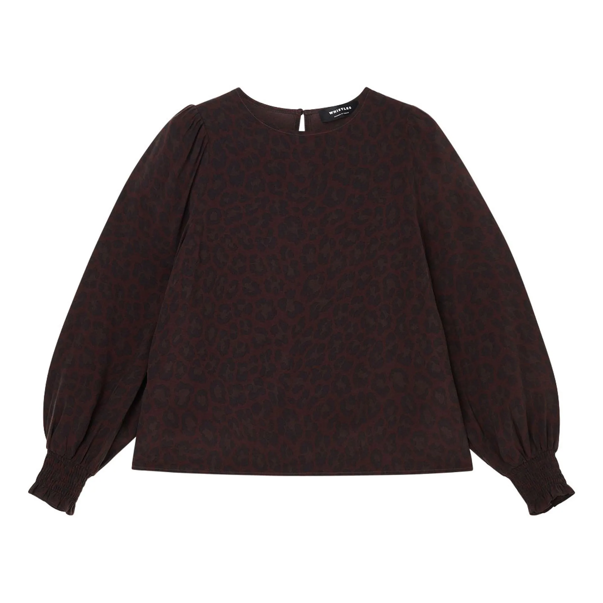 Leopard Shirred Cuff Blouse