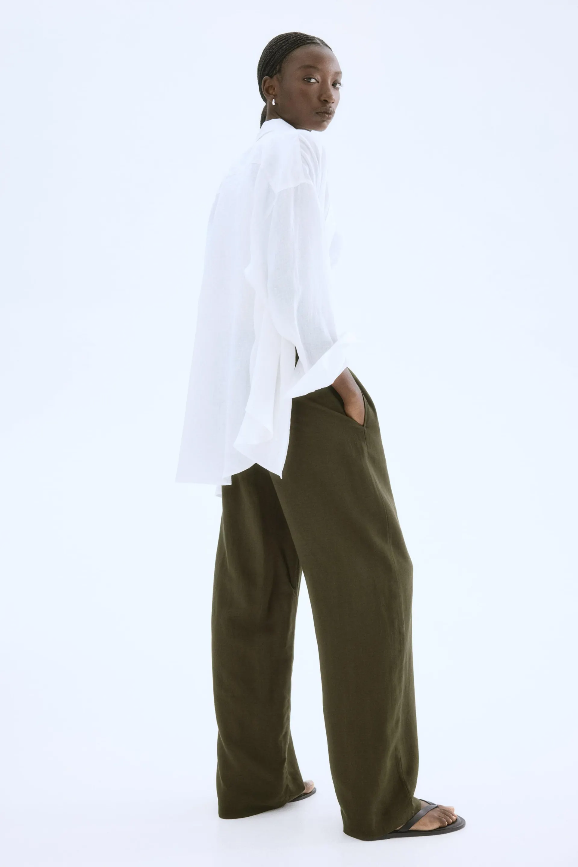 Linen-blend trousers