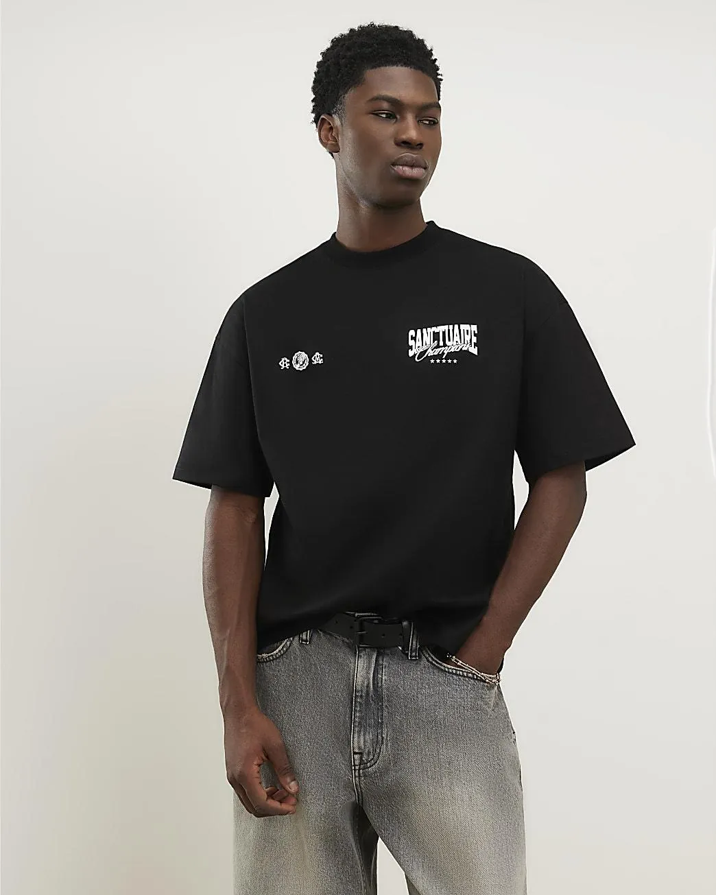 Black Oversized Fit Sanctuaire Champ T-Shirt