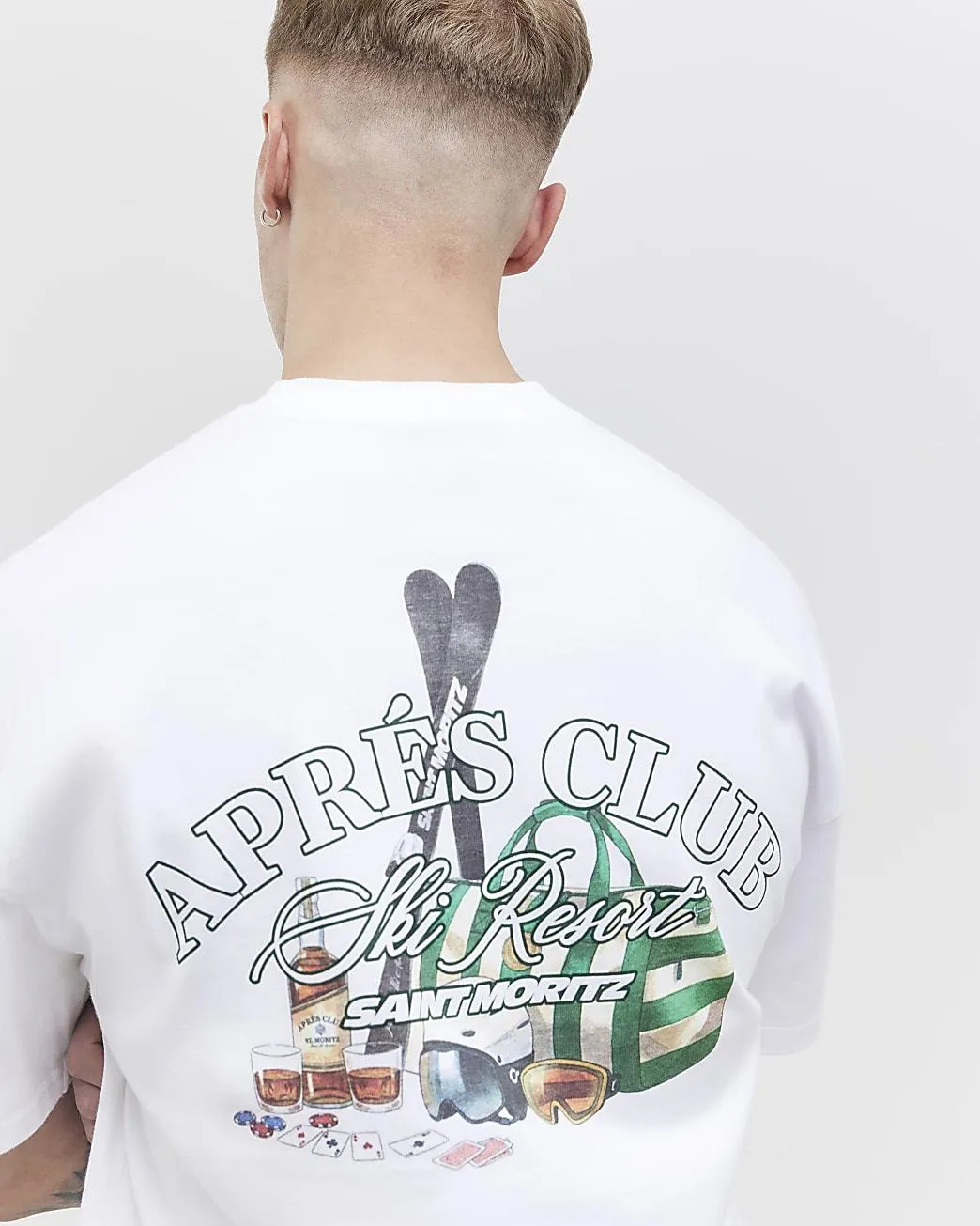 White Oversized Fit Apres Ski Club T-Shirt