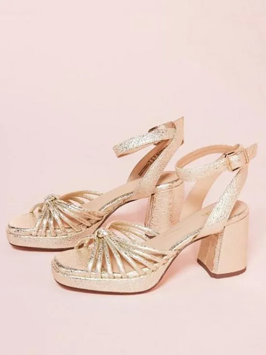 Ritzy75 Faye Heeled Satin Platform Sandals - Champagne