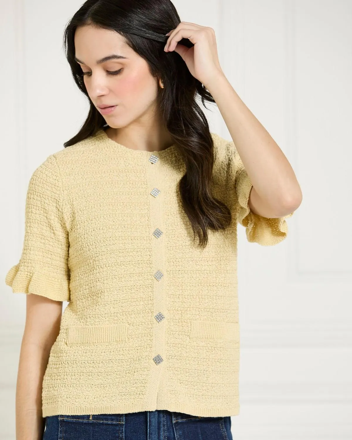 Gallery Lena Ruffle Cuff Cardigan