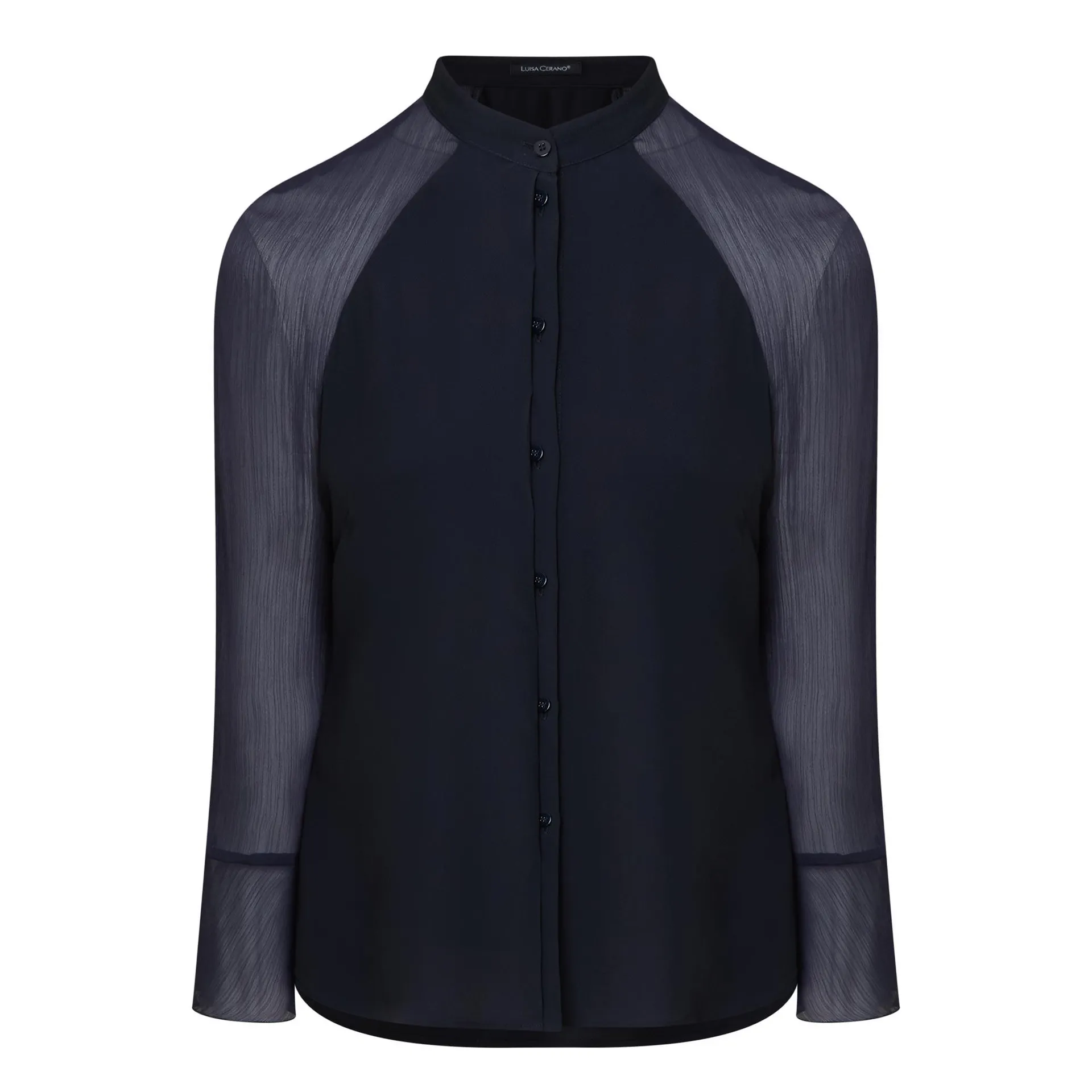 Blouson-Sleeve Sheer Blouse
