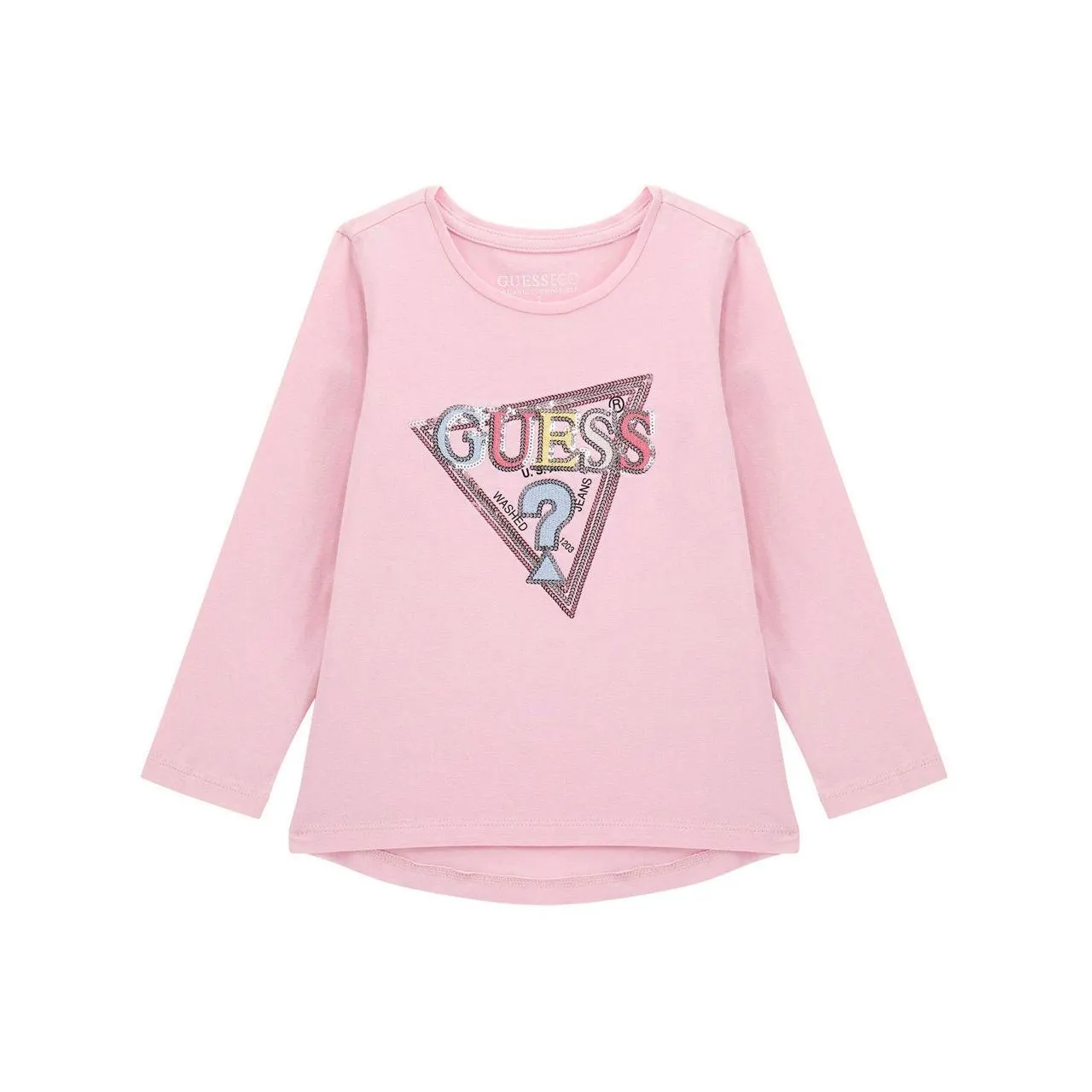 High Low Sequin Logo Top
