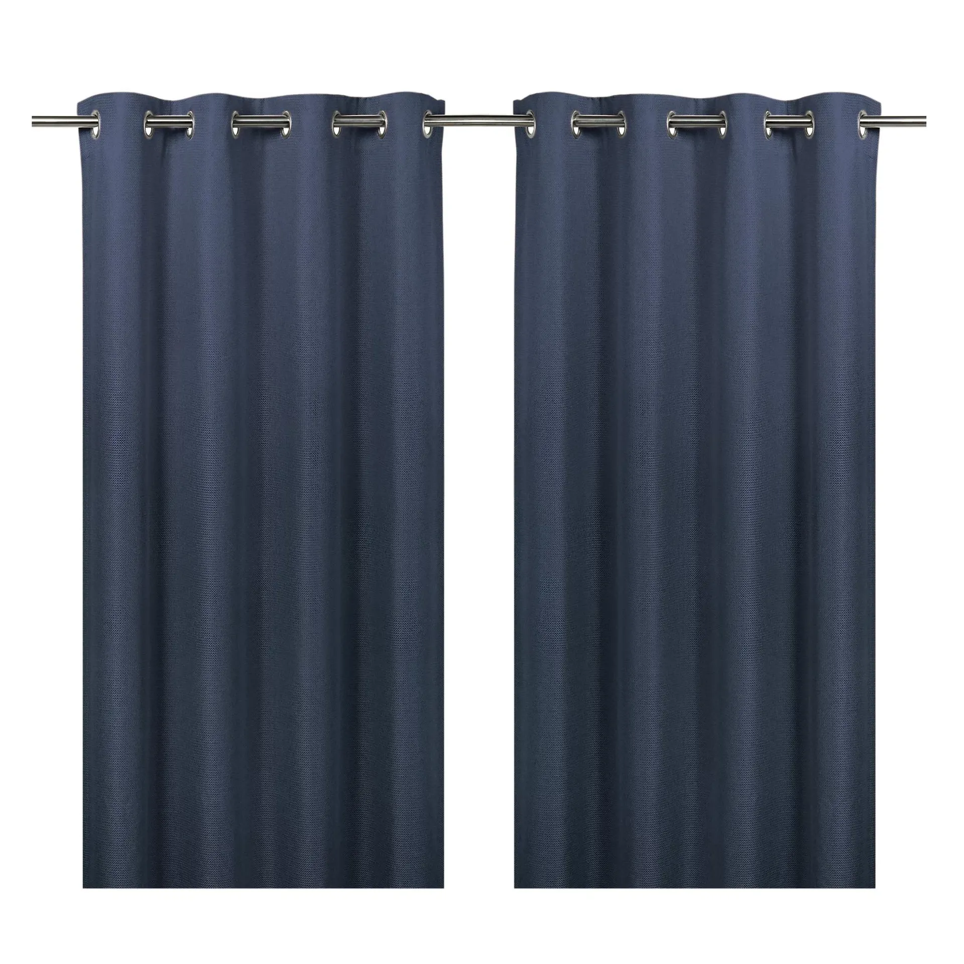 Moggo Navy Chevron Lined Eyelet Curtain (W)167cm (L)183cm, Pair
