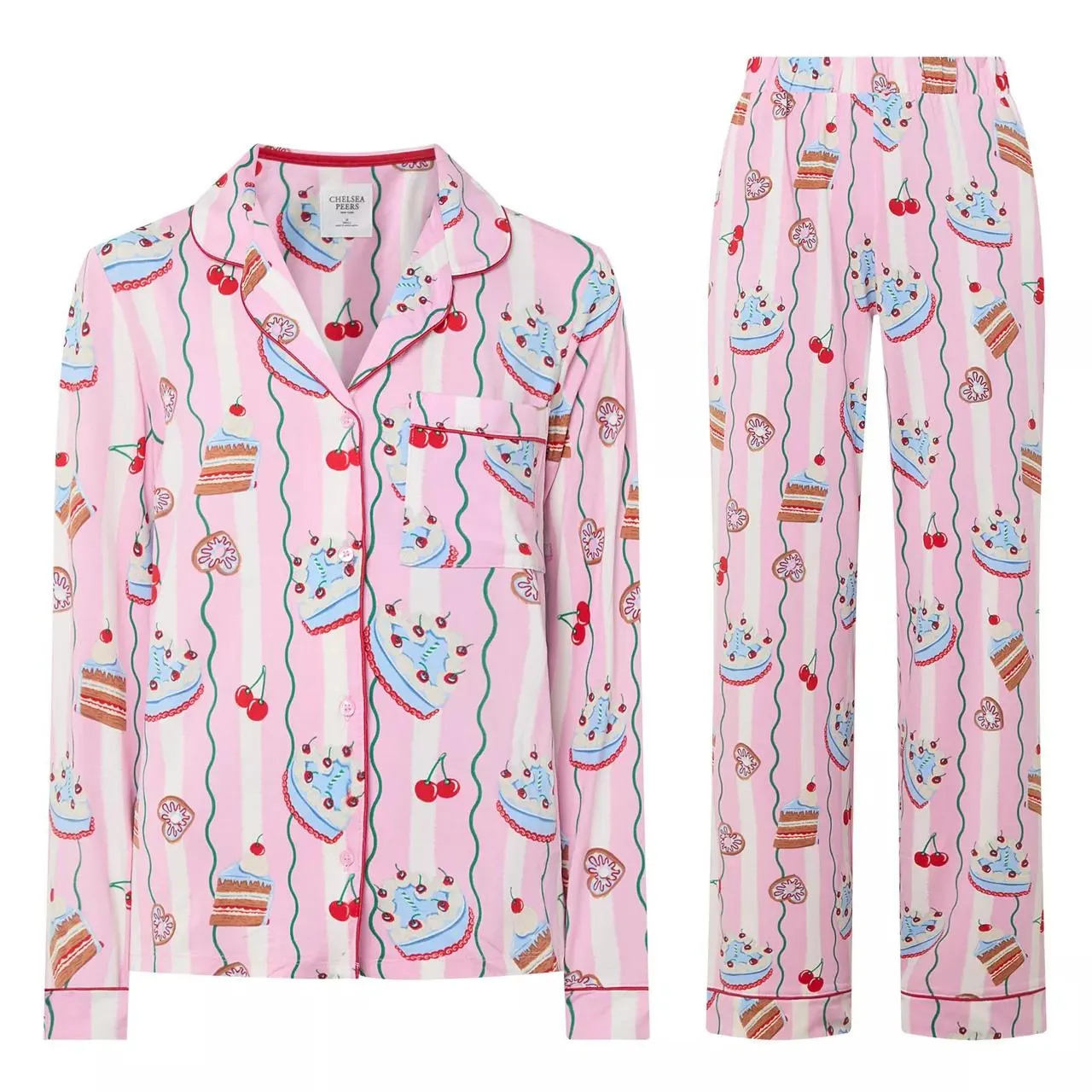 Classic Striped Cake Print Pyjama Set