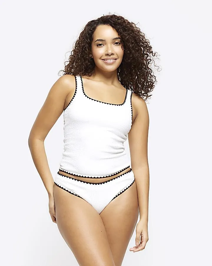 Cream crinkle tankini top