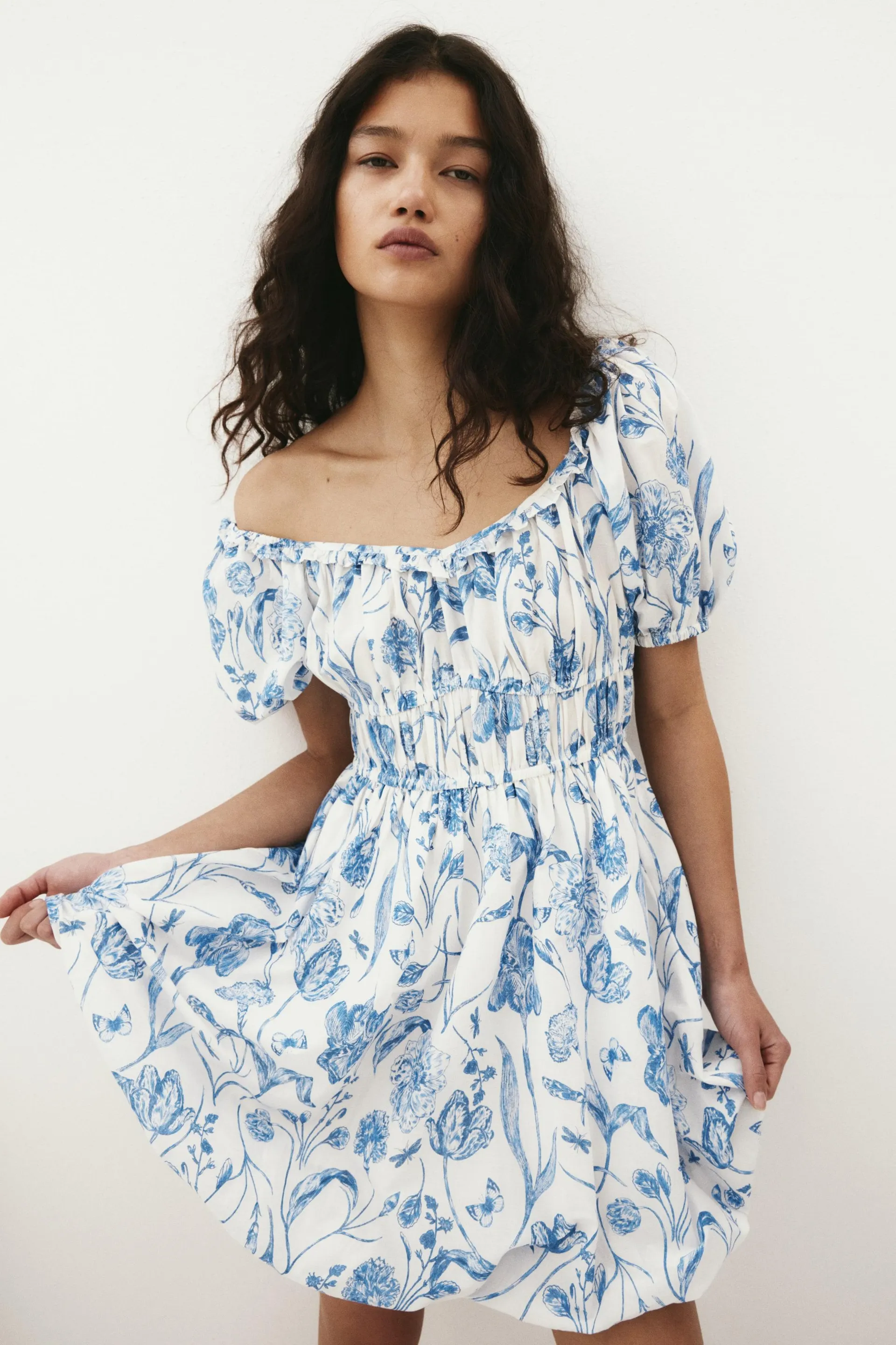 Vestido de algodón con bastilla abombada