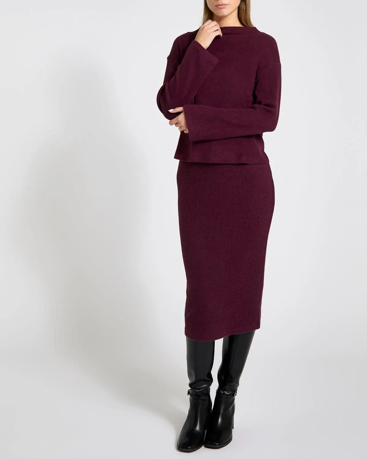 Soft Knit Twofer Midi Dress