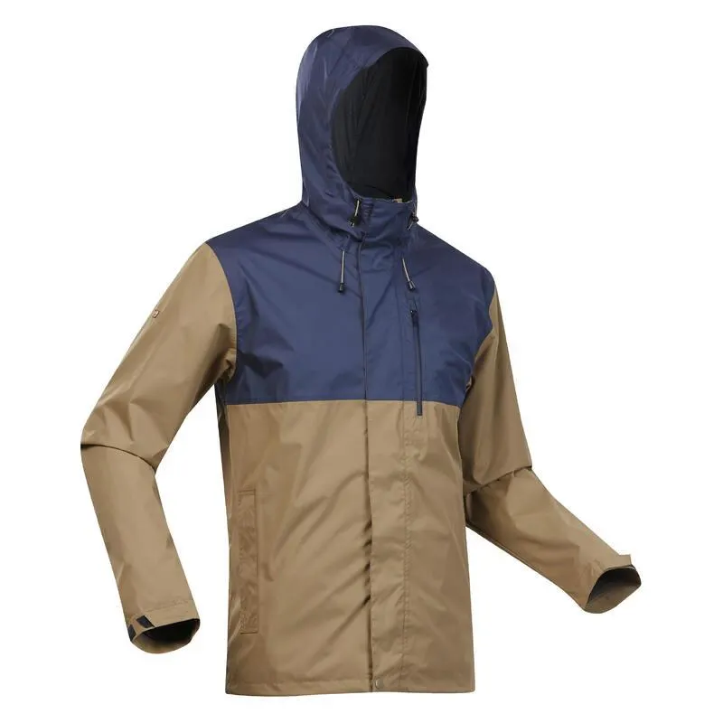 Giacca trekking uomo NH500 impermeabile beige/blu