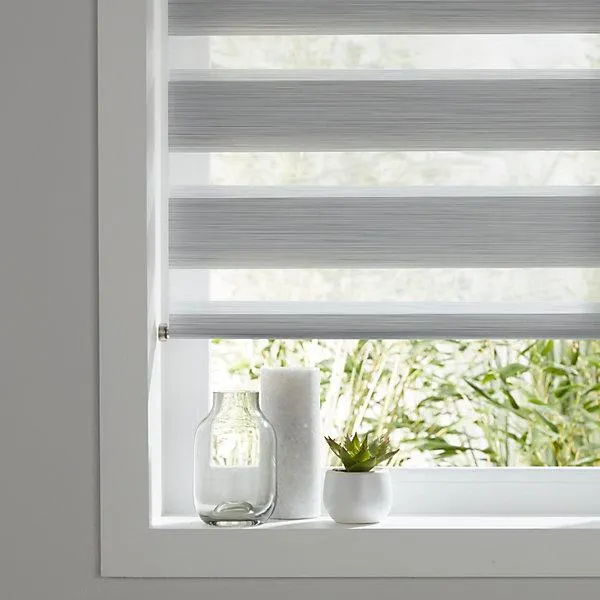 Kala Corded Grey Striped Day & night Roller Blind (W)180cm (L)180cm
