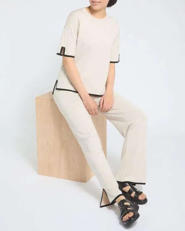 Tipped Short-Sleeved Co-Ord Knit Top