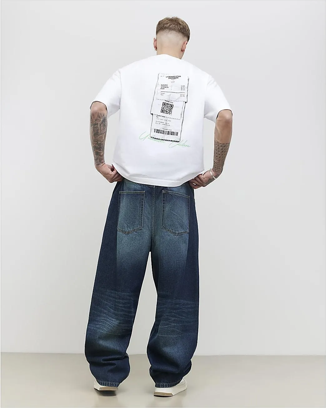 White Oversized Fit Barcode Receipt T-Shirt