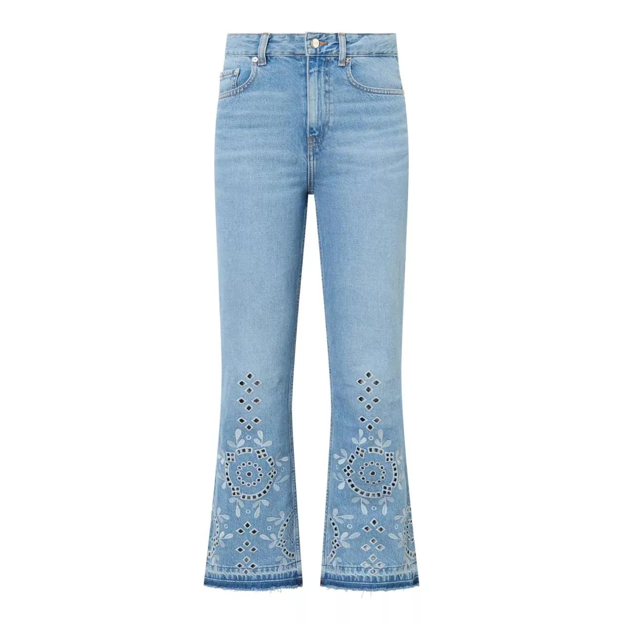 New in GANNI Betzy Broderie Anglaise Cropped Jeans €275.00