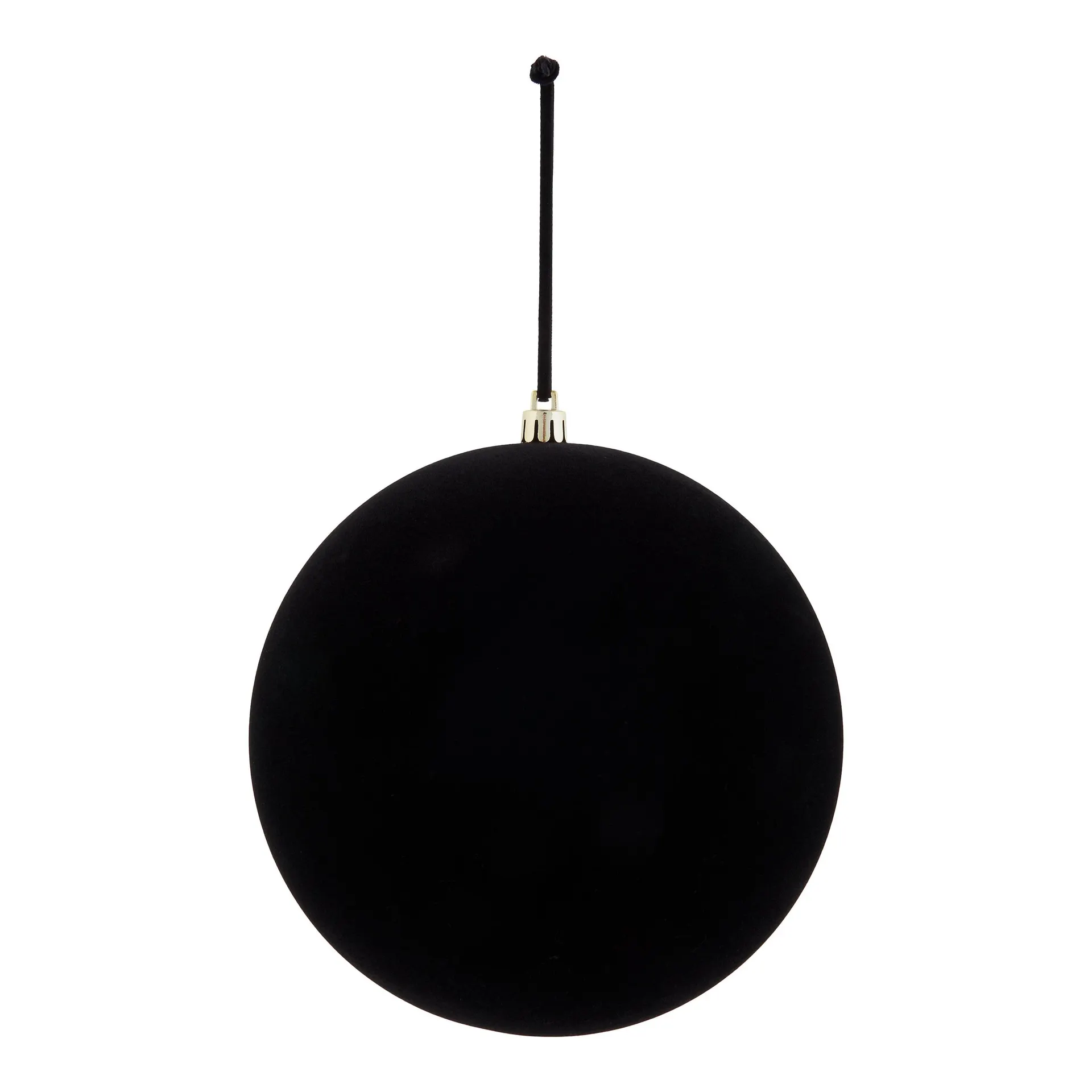 Refined classics Black Flocked effect Plastic Round Bauble (D) 150mm
