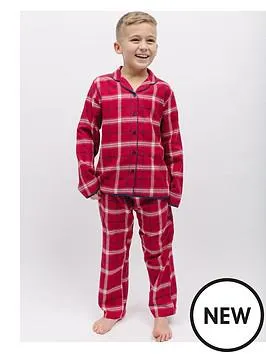 Unisex Kids Noel Check Christmas Pyjamas - Red