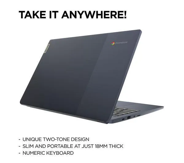 LENOVO IdeaPad Slim 3 15.6" Chromebook - Intel® Pentium®, 128 GB eMMC, Blue