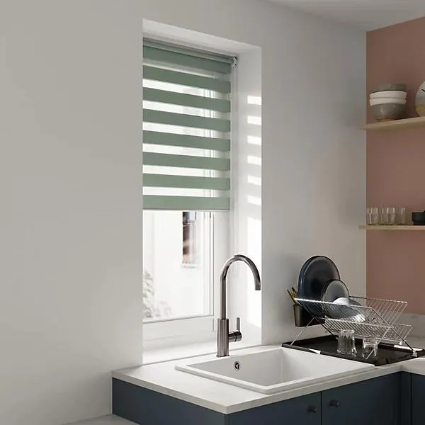 GoodHome Elin Corded Celadon green Day & night Roller Blind (W)60cm (L)180cm