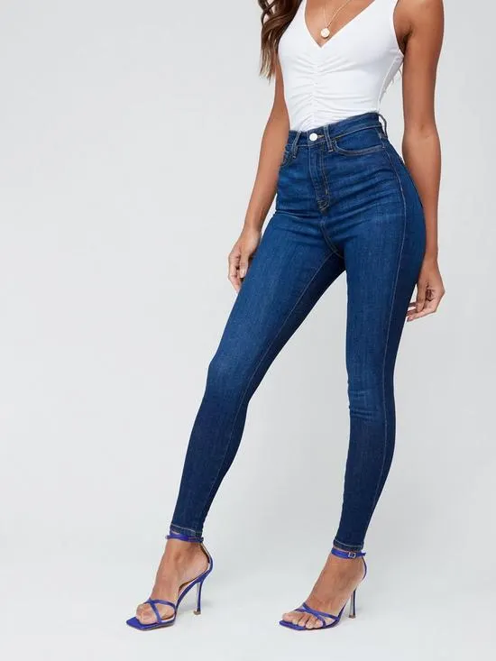 Super High Waist Authentic Skinny Jean - Dark Wash Blue