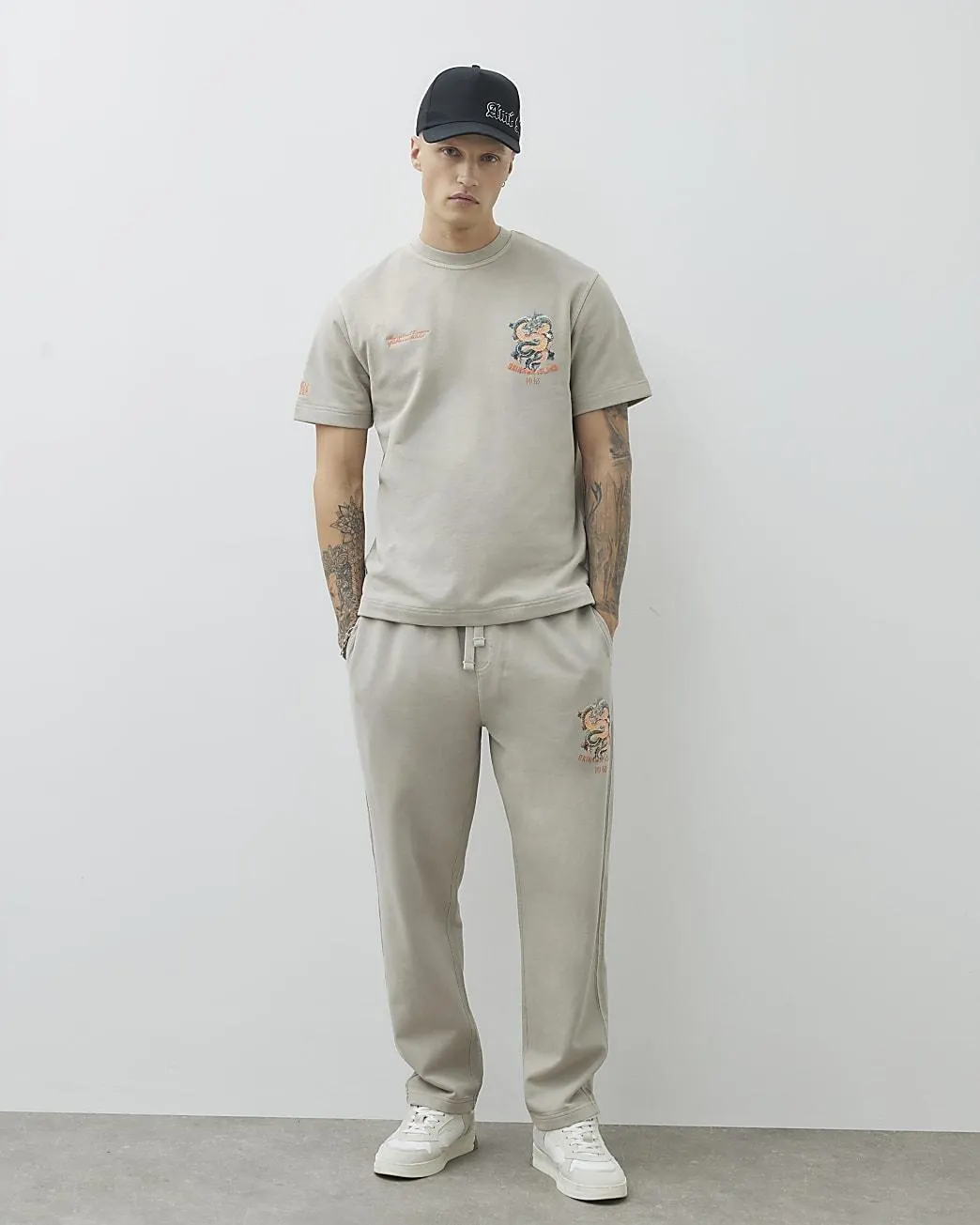Grey Regular Fit Washed Hayashima Joggers